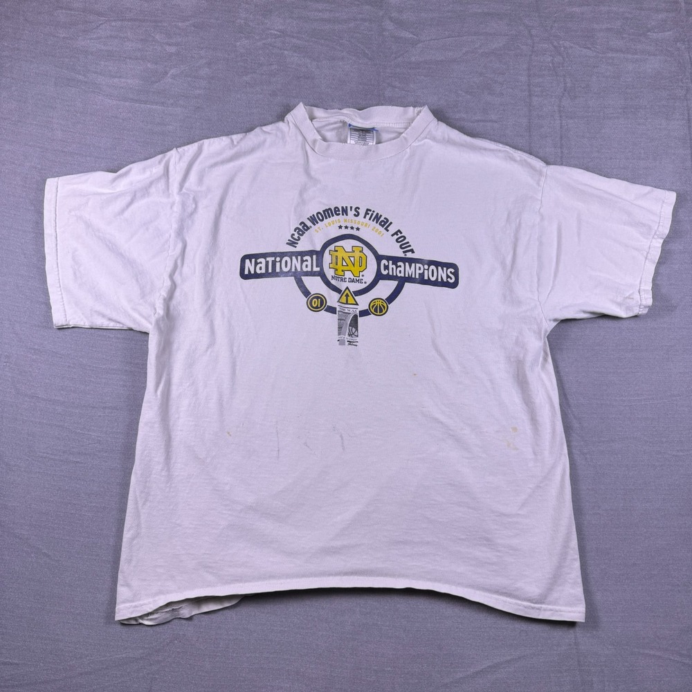 SPL 28 Notre Dame NCAA‎ Final Four Champions T-Shirt Mens L White Cotton